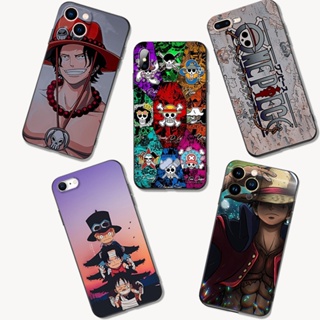 เคสโทรศัพท์มือถือ tpu ลายการ์ตูนอนิเมะ One Piece สีดํา สําหรับ iphone 5s 5 s SE 2020 2016 6s 6 s 7 8 plus