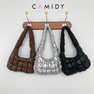 Camidy กระเป๋ารักแร้หนัง PU นุ่มระดับไฮเอนด์ออกแบบเฉพาะกระเป๋าสะพายไหล่เดียวรูปแบบบุคลิกภาพถุงเมฆพับนุ่ม