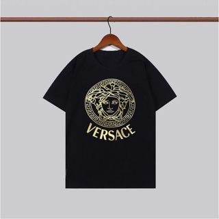 [S-5XL]เสื้อยืดแขนสั้น คอกลม ผ้าฝ้ายแท้ พิมพ์ลาย Versace label 2💥💝 สไตล์ใหม่ สําหรับผู้ชาย และผู้หญิง🛒👕