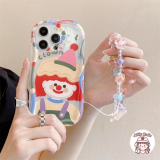 เคสโทรศัพท์มือถือ TPU นิ่ม แบบใส กันกระแทก ลายดอกไม้ ตัวตลกแฮปปี้ หลากสี พร้อมสายคล้องมือ สําหรับ IPhone 14 Pro Max 11 12 11 Pro Max X XS 7Plus