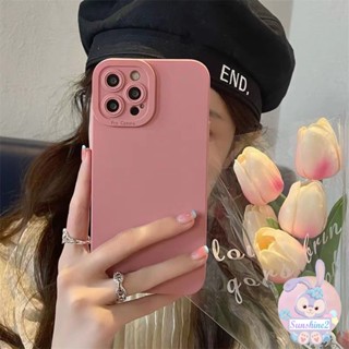 เคสโทรศัพท์มือถือ กันตก ป้องกันเลนส์ เรียบง่าย สีพื้น สําหรับ iPhone 11 14 13 12 Pro Max XR XS Max 8 7 Plus