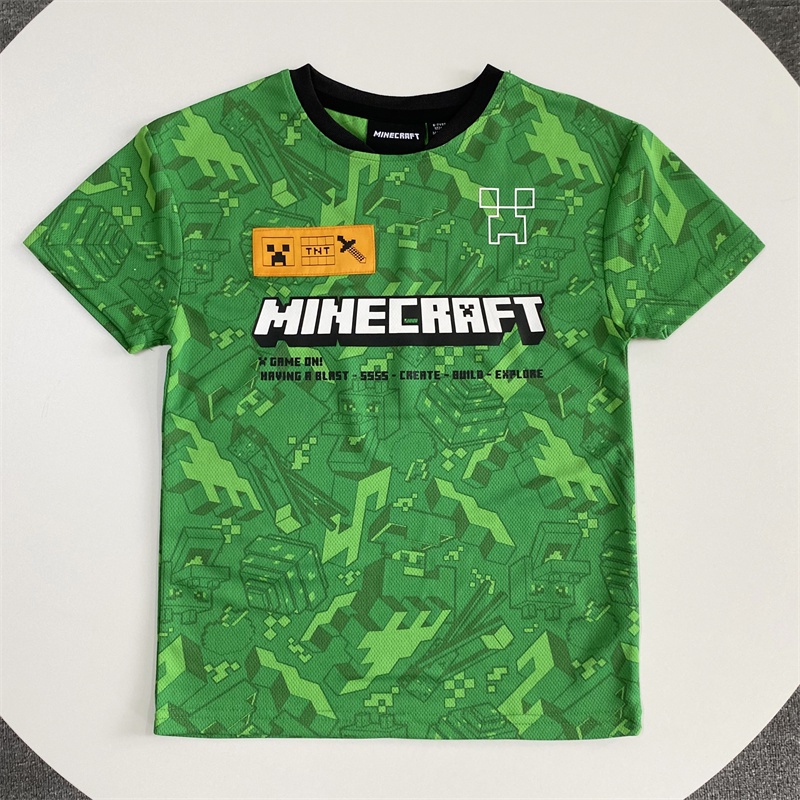 minecraftเสื้อยืดแขนสั้นลําลอง-พิมพ์ลายการ์ตูน-แบบแห้งเร็ว-แฟชั่นฤดูร้อน-สําหรับเด็กผู้ชาย-ไซซ์-120-170