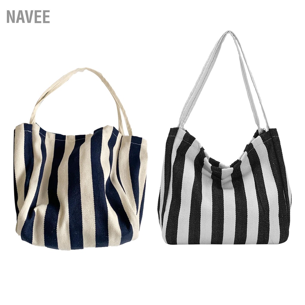 navee-กระเป๋าสะพายผ้าใบ-retro-ความจุขนาดใหญ่ลายทางแนวตั้งกระเป๋าถือลำลองแฟชั่นสำหรับช้อปปิ้งใช้ทุกวัน