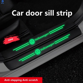 รถ Luminous Sill ป้องกัน Anti-Scratch เทปกาวประตูรถเหยียบเกณฑ์ Luminous Strip 4Pcs Trunk ป้องกันสำหรับ Toyota/bmw 【Bluey】