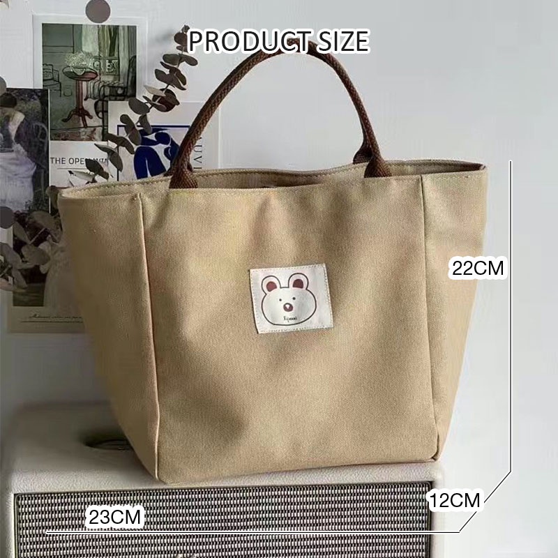 กระเป๋าสะพายผ้าใบ-tote-เรียบง่ายและหลากหลายทางวรรณกรรมและศิลปะญี่ปุ่นแบบ-bucket-type-กระเป๋าใส่ข้าวกล่องเบนโตะมือสอง