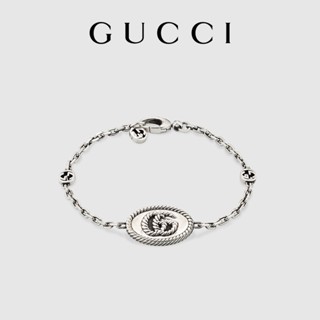 [พร้อมส่ง] Gucci GUCCI Double G สร้อยข้อมือเงิน ป้องกันอาการแพ้