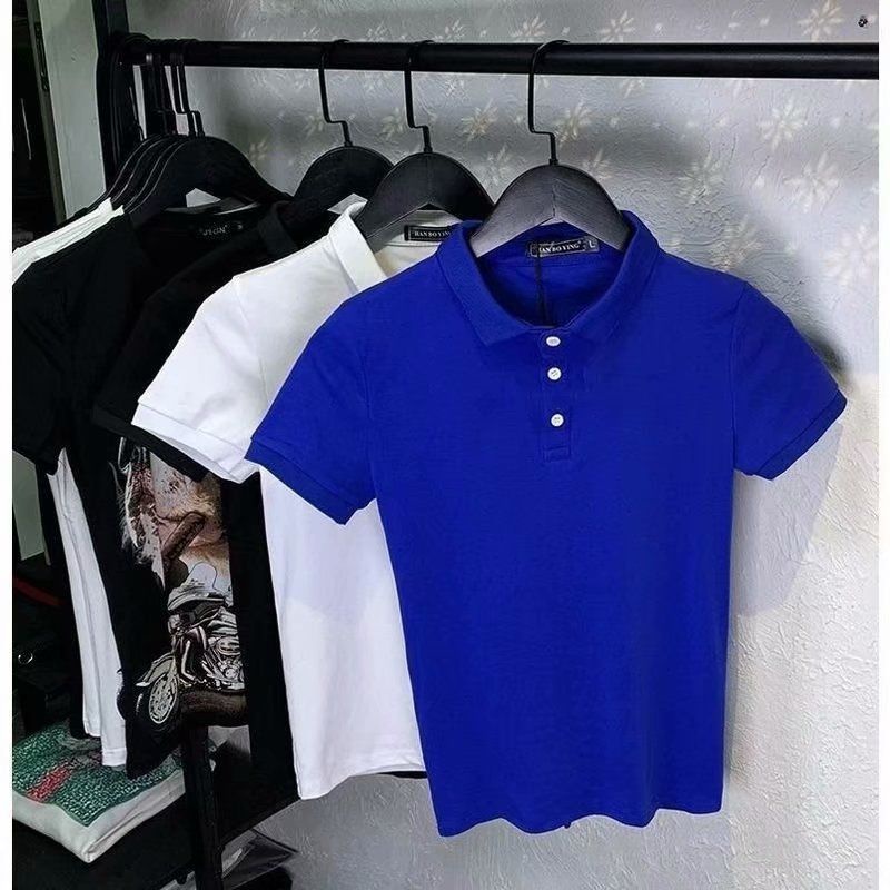เสื้อโปโลแขนสั้น-คอปก-เข้ารูป-สีพื้น-แฟชั่นฤดูร้อน-สไตล์นักธุรกิจ-สําหรับผู้ชาย