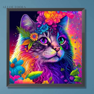 ชุดงานจิตรกรรมเม็ดบีด ทรงเพชรกลม รูปแมว 5D สําหรับตกแต่งบ้าน DIY #Q [alloetools.th]