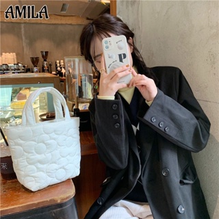 AMILA กระเป๋าใส่ข้าวหวานแบบพกพาสไตล์เกาหลี ผู้จัดอาหารว่างผ้านวมแฟชั่นระดับไฮเอนด์ แมตช์แบบสบาย ๆ แบบพกพา