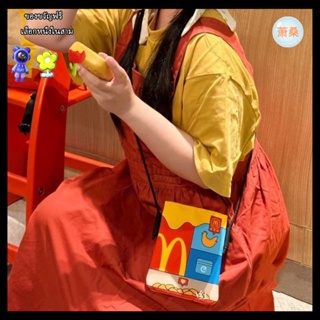 [Xiao Sang] ใหม่ กระเป๋าถือ กระเป๋าสะพายไหล่ ผ้าแคนวาส ลาย McDonalds ขนาดเล็ก น่ารัก แบบพกพา สําหรับใส่โทรศัพท์มือถือ เหรียญ