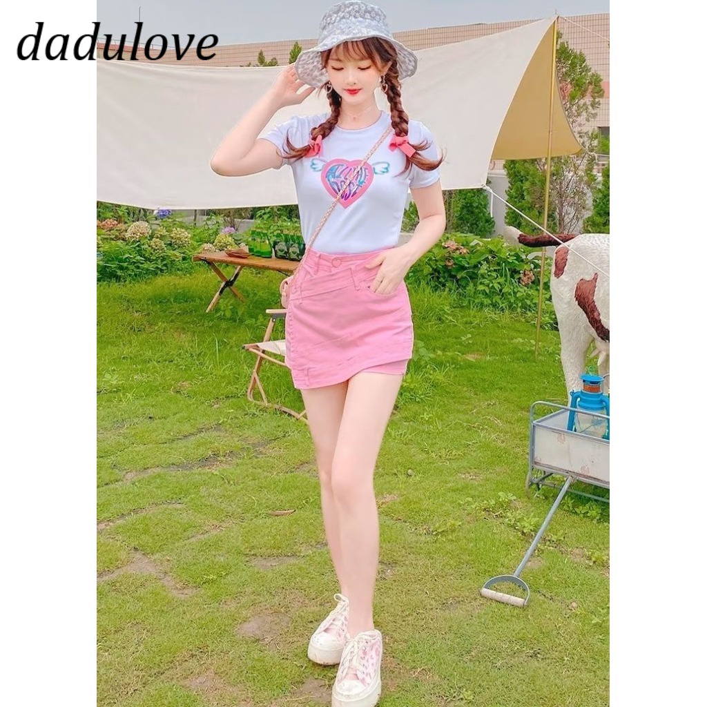 dadulove-new-korean-version-of-ins-pink-denim-skirt-niche-high-waist-a-line-skirt-large-size-package-hip-skirt