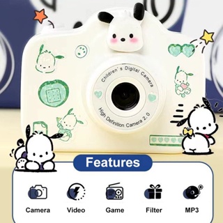 4000 พิกเซล Sanrio กล้องเด็ก Pochacco Kuromi Cinnamoroll DIY สติกเกอร์น่ารัก CCD คุณภาพภาพแบบพกพา HD ภาพคุณภาพกล้องเกมมัลติฟังก์ชั่นเด็กของขวัญวันเกิด