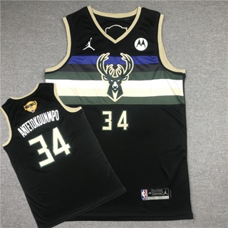 ขายดี อเนกประสงค์ nba Milwaukee Bucks No. เสื้อกีฬาบาสเก็ตบอล ลายทีม Antetokounmpo สีดํา 34 2021 530275