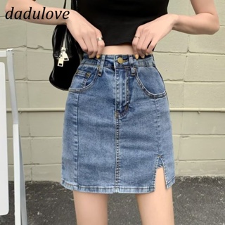 DaDulove💕 New American Ins High Street Retro Slit Denim Skirt Niche High Waist A- line Skirt Bag Hip Skirt