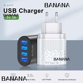 Banana1 อะแดปเตอร์ที่ชาร์จ QC 3.0 4 พอร์ต USB แบบพกพา