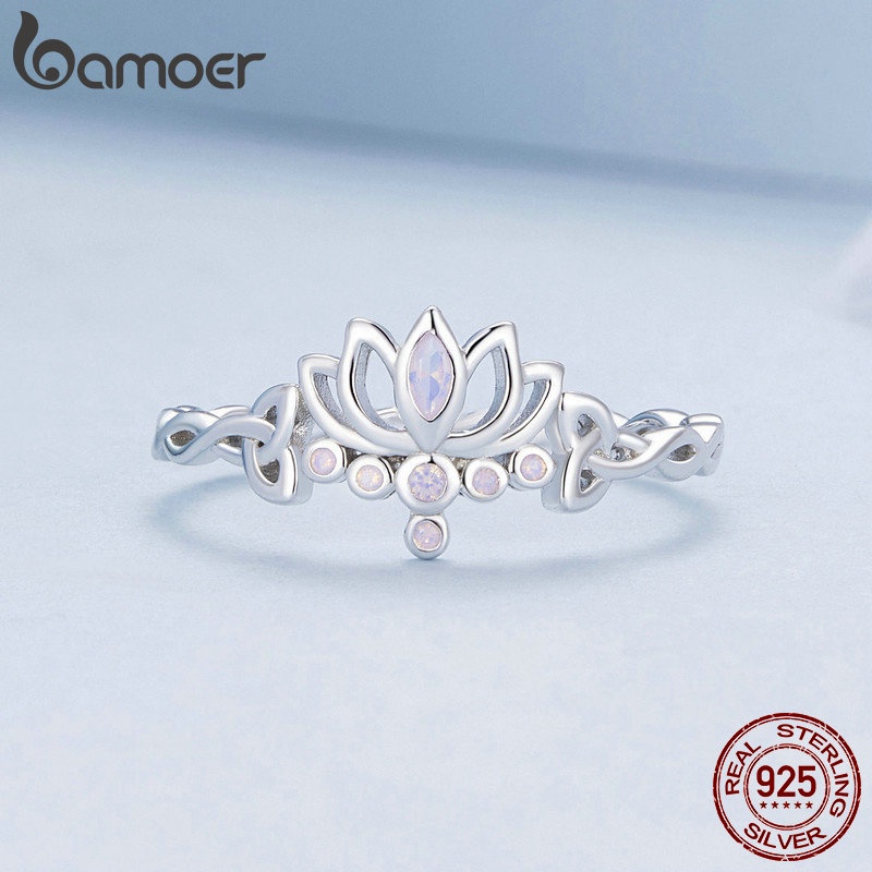 bamoer-แหวนเงินแท้-925-รูปดอกบัว-เครื่องประดับแฟชั่น-สําหรับผู้หญิง