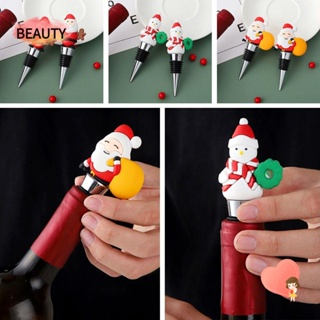 Beauty จุกปิดขวดไวน์ ลายซานตาคลอส แชมเปญ ใช้ซ้ําได้ สําหรับตกแต่งบาร์ คริสต์มาส