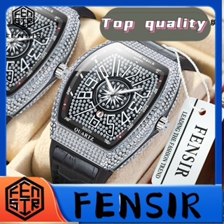 Fensir FENSIR พร้อมส่ง นาฬิกาข้อมือ แบรนด์เนม เรียบง่าย เทคโนโลยีสีดํา ประดับเพชร สไตล์เรโทร สําหรับผู้ชาย