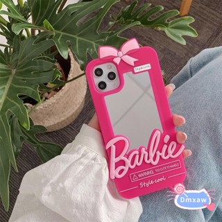 เคสโทรศัพท์มือถือ ลายตุ๊กตาบาร์บี้น่ารัก พร้อมกระจก สําหรับ iPhone 14 13 12 11 Pro Max Mini X XR XS 8 7 6 6S Plus + SE 2020
