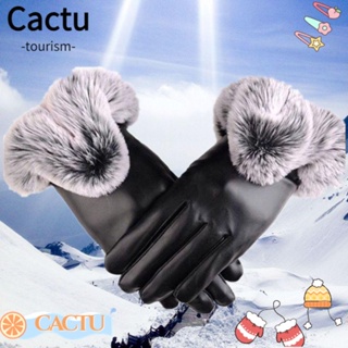Cactu ถุงมือขนสัตว์เทียม กันน้ํา กันลม บวกถุงมือผ้าแคชเมียร์กํามะหยี่