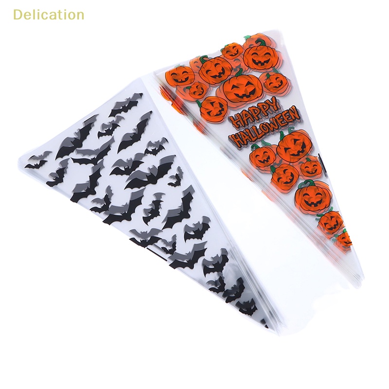 delication-ถุงขนม-ทรงกรวย-ลายฟักทอง-ค้างคาว-แมงมุม-ฮาโลวีน-สําหรับใส่คุกกี้-ปาร์ตี้ฮาโลวีน-100-ชิ้น