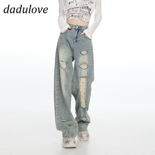 DaDulove💕 New American Ins High Street Retro Ripped Jeans Niche High Waist Loose Wide Leg Pants Large Size Trousers