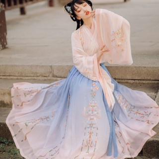 [Return To Ci] Yuanshan Edai Original Hanfu ของแท้ ชุดเดรสกระโปรง ยาวถึงเอว สไตล์ Wei Jin แขนกว้าง แฟชั่นฤดูใบไม้ร่วง ฤดูหนาว สําหรับสตรี