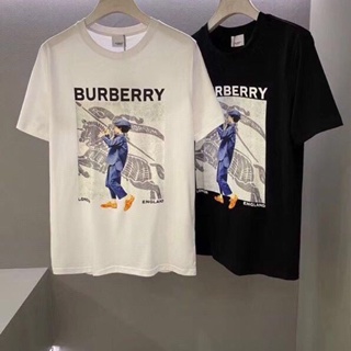 [Official]Burberry summer new bbr war horse boy print T-shirt men and women couples pure cotton