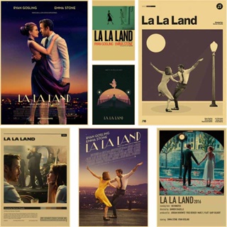 สติกเกอร์โปสเตอร์ กระดาษคราฟท์ ลายภาพยนตร์ La La Land ขนาด 42X30 ซม. สไตล์เรโทร สําหรับตกแต่งผนังบ้าน บาร์ คาเฟ่