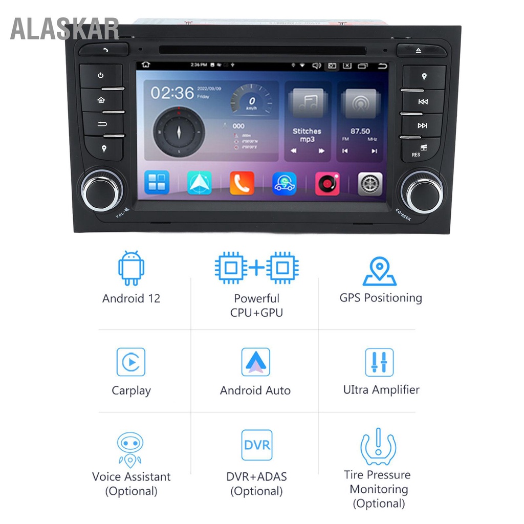 alaskar-เครื่องเล่น-dvd-นําทาง-gps-ในรถยนต์-หน้าจอสัมผัส-7-นิ้ว-4g-64g-dsp-a4-s4-rs4-สําหรับ-android-12-0