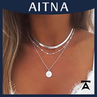 Aitna สร้อยคอโซ่ ประดับลูกปัด หลายชั้น สไตล์ญี่ปุ่น ฮาราจูกุ สําหรับผู้หญิง