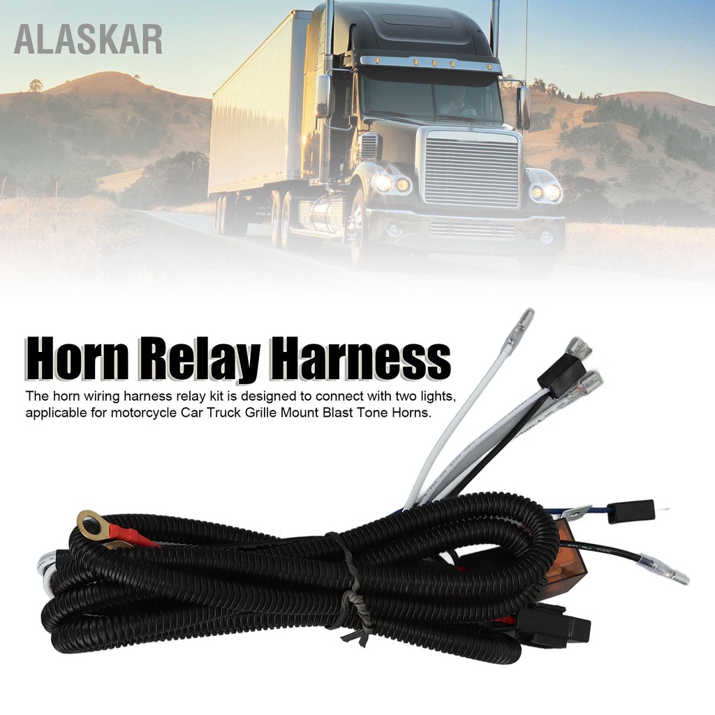 alaskar-12v-horn-ชุดสายไฟรีเลย์-1-9m-สาย-50w-หนึ่งถึงสอง-air-สายรีเลย์-harness-สำหรับรถบรรทุกรถจักรยานยนต์