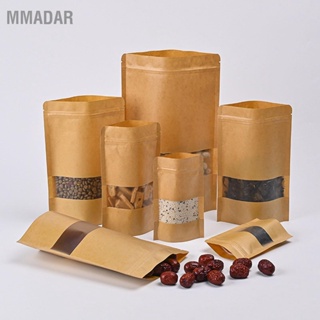MMADAR 200Pcs Stand Up Pouch Bag ถุงซิปกระดาษคราฟท์ผนึกได้ 9x14 ซม. พร้อมหน้าต่างสำหรับกาแฟอาหาร