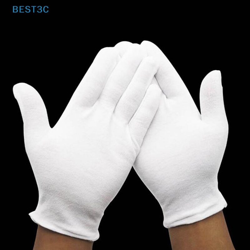best3c-ถุงมือผ้าฝ้าย-ยืดหยุ่นสูง-สีขาว-น้ําหนักเบา-สําหรับตรวจสอบเครื่องประดับ-เหรียญ-ขายดี