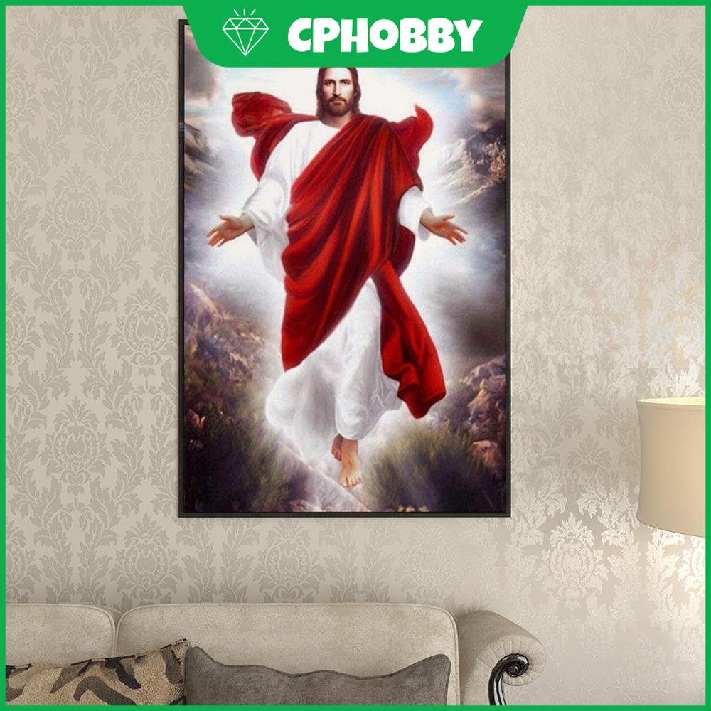 cp-ชุดงานปักครอสสติตช์คริสตัล-รูปพระเยซู-5d-diy-สําหรับตกแต่งบ้าน