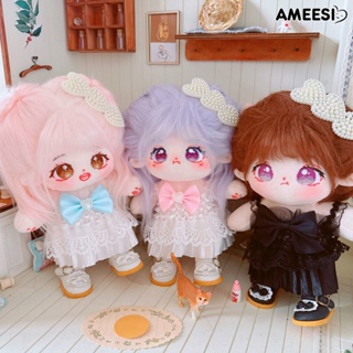 Ameesi เสื้อผ้าตุ๊กตา ผ้าฝ้าย ประดับโบว์ ขนาดใหญ่ 20 ซม. สีขาว สําหรับตุ๊กตา