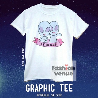 TOP CT เสื้อยืดสีขาวผู้ชาย - FV กราฟิกทีเอเลี่ยนเพื่อน FUNNG เสื้อน่ารัก TUMBLR