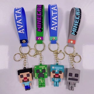 พวงกุญแจ PVC จี้รูป Minecrafte Ainme Steve Creeper My World สําหรับเด็ก