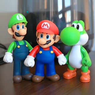 โมเดลฟิกเกอร์ PVC รูปการ์ตูนอนิเมะ Super Mario Bros Mario Luigi Yoshi ของเล่นสําหรับเด็กผู้ชาย