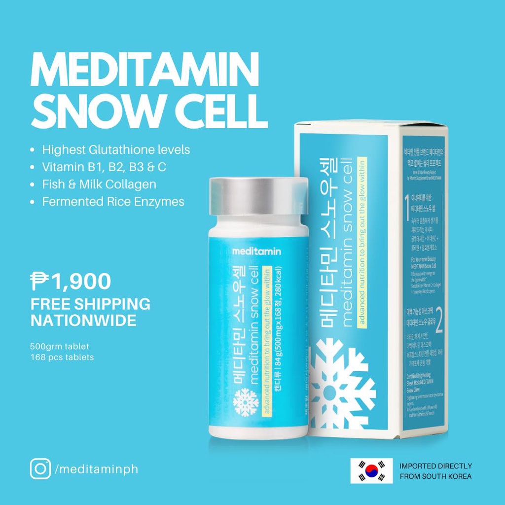 snow-cell-meditamin-วิตามินเกาหลี-รีวิวเยอะในทวิต-เปิดไฟให้ผิวขาวผ่อง-วิตามินหิมะ-1-กระปุก-168-เม็ด