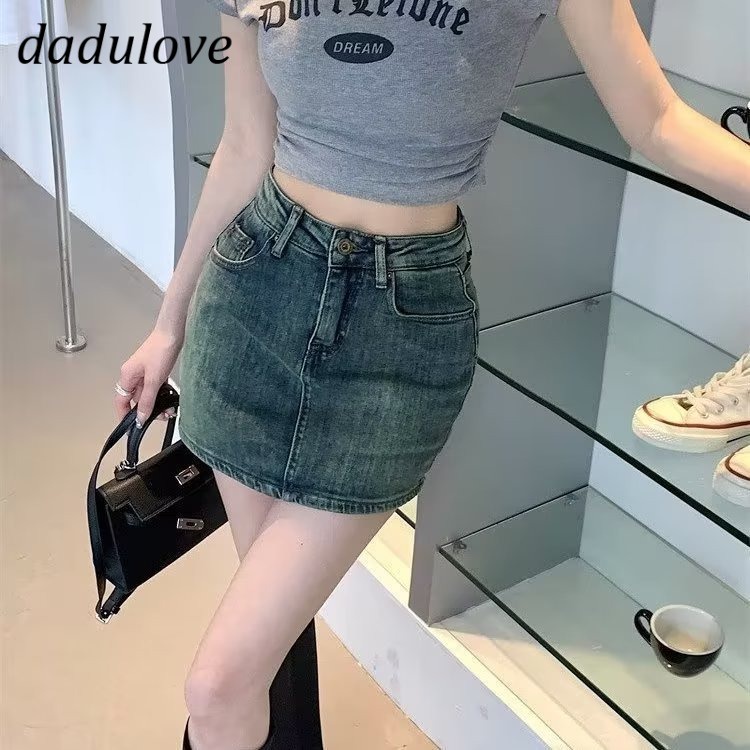 dadulove-new-korean-version-of-ins-retro-washed-denim-skirt-niche-high-waist-a-line-skirt-large-size-bag-hip-skirt