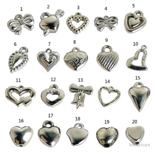 Boom จี้ลูกปัดอะคริลิค รูปหัวใจ ประดับโบว์ สีเงิน DIY สําหรับทําเครื่องประดับ 10 ชิ้น