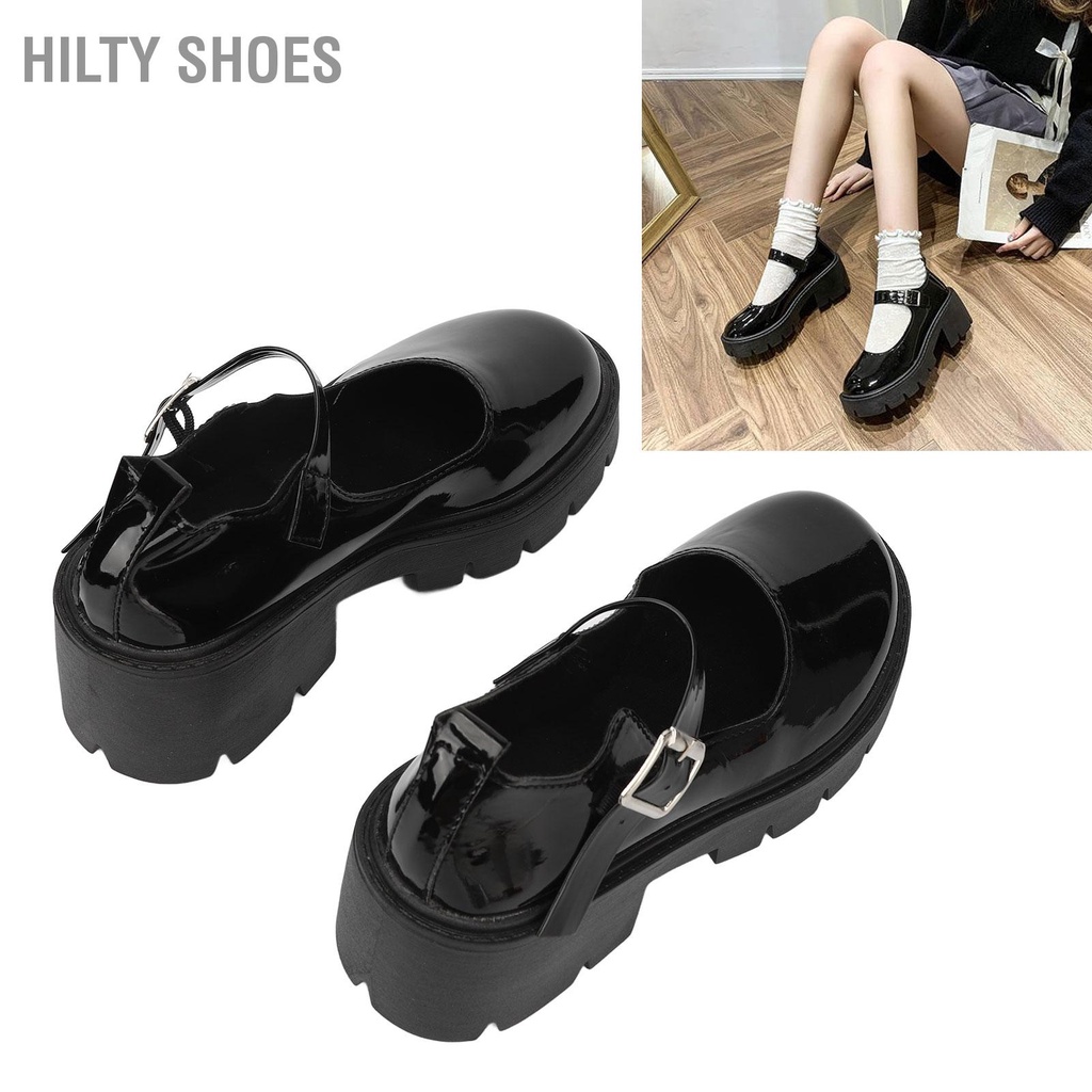 hilty-shoes-ผู้หญิงรองเท้าหนัง-pu-สีดำแฟชั่นสง่างามรอบนิ้วเท้าหนา-soled-รองเท้าชุดส้นสำหรับงานปาร์ตี้