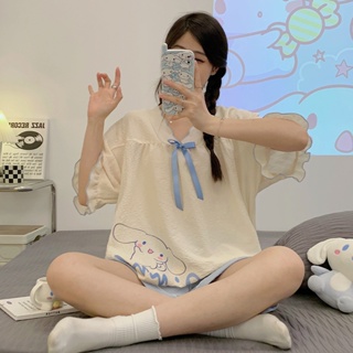Summer new Zoubu Cinnamoroll pajamas womens short-sleeved shorts Sweet Simple Comfortable and Breathable Homewear