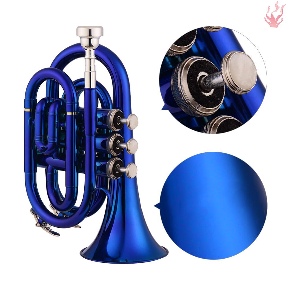 i-mini-pocket-trumpet-bb-เครื่องดนตรีทองเหลือง-แบบแบน-พร้อมปากเป่า-ถุงมือ-ผ้าทําความสะอาด-กระเป๋าถือ