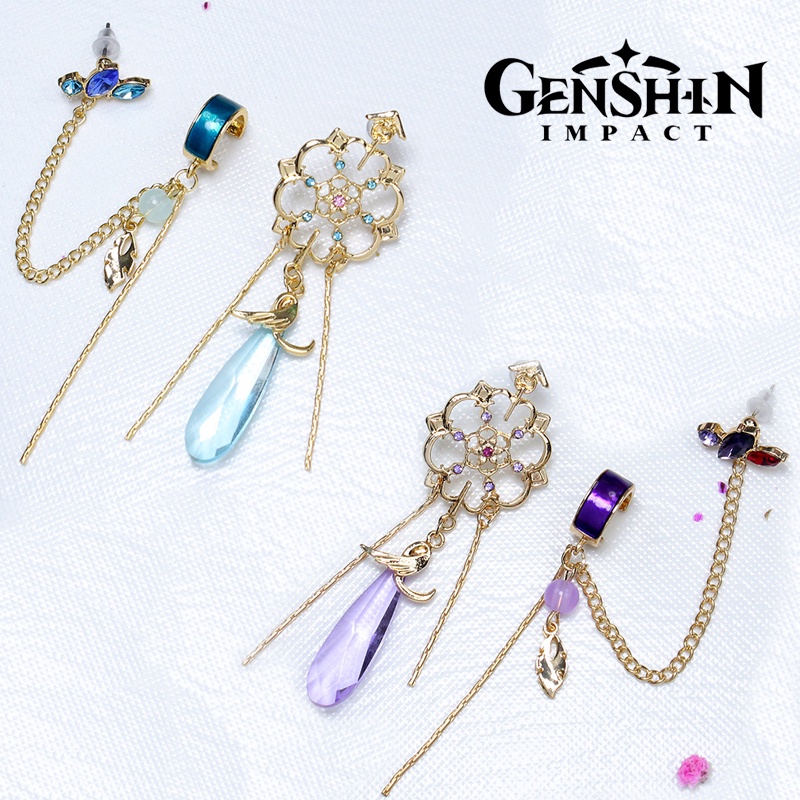 เครื่องประดับ-ต่างหูสตั๊ด-จี้คอสเพลย์เกม-genshin-impact-scaramouche-wanderer-kunikuzushi-สําหรับผู้หญิง