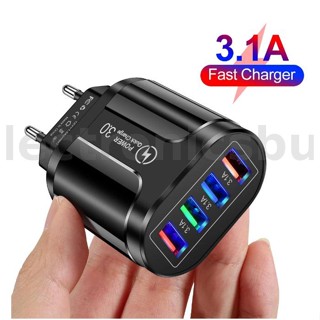 3.1a 4-Port USB Fast Charger USB-A*4 QC3.0 อะแดปเตอร์ชาร์จเร็ว ปลั๊ก EU US UK