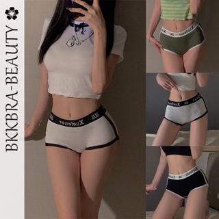Bkkbra-beauty กางเกงบ็อกเซอร์ขาสั้น เอวกลาง ผ้าฝ้ายแท้ สําหรับสตรีผ้าฝ้ายใส่สบายเหมาะกับการเล่นกีฬา CCI23