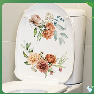 Vm สติกเกอร์ลายดอกไม้ มีกาวในตัว สําหรับติดฝาชักโครก ห้องน้ํา WC