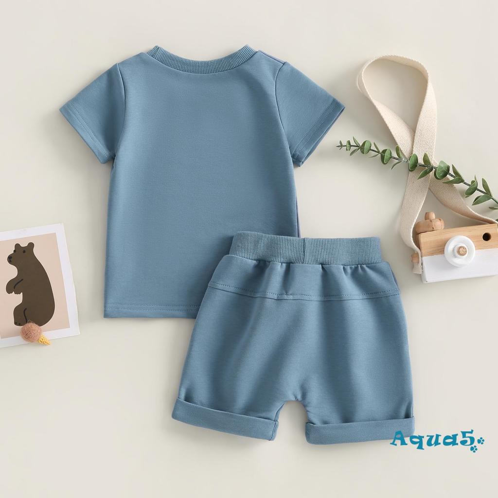 aqq-ชุดเสื้อแขนสั้น-พิมพ์ลายหมี-และกางเกงขาสั้น-สําหรับเด็กผู้ชาย-2-ชิ้น